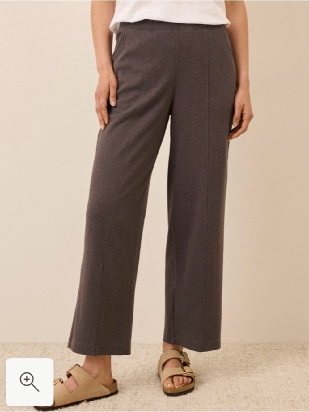 Wide-Leg Knit Pants in Charcoal